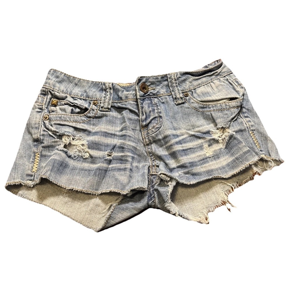 1st Kiss By YMI Juniors Size 5 Y2K Distressed Denim Cutoff Shorts Low Rise
